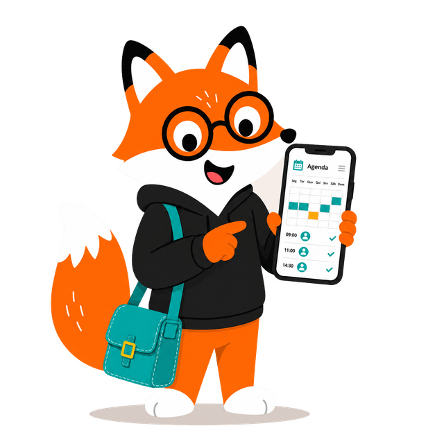 Mascote da Cotani organizando agendas, lembretes e pagamentos